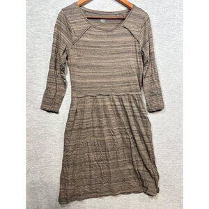 Toad & Co Womens  Brown Striped Dress Sz M Organic Cotton Blend